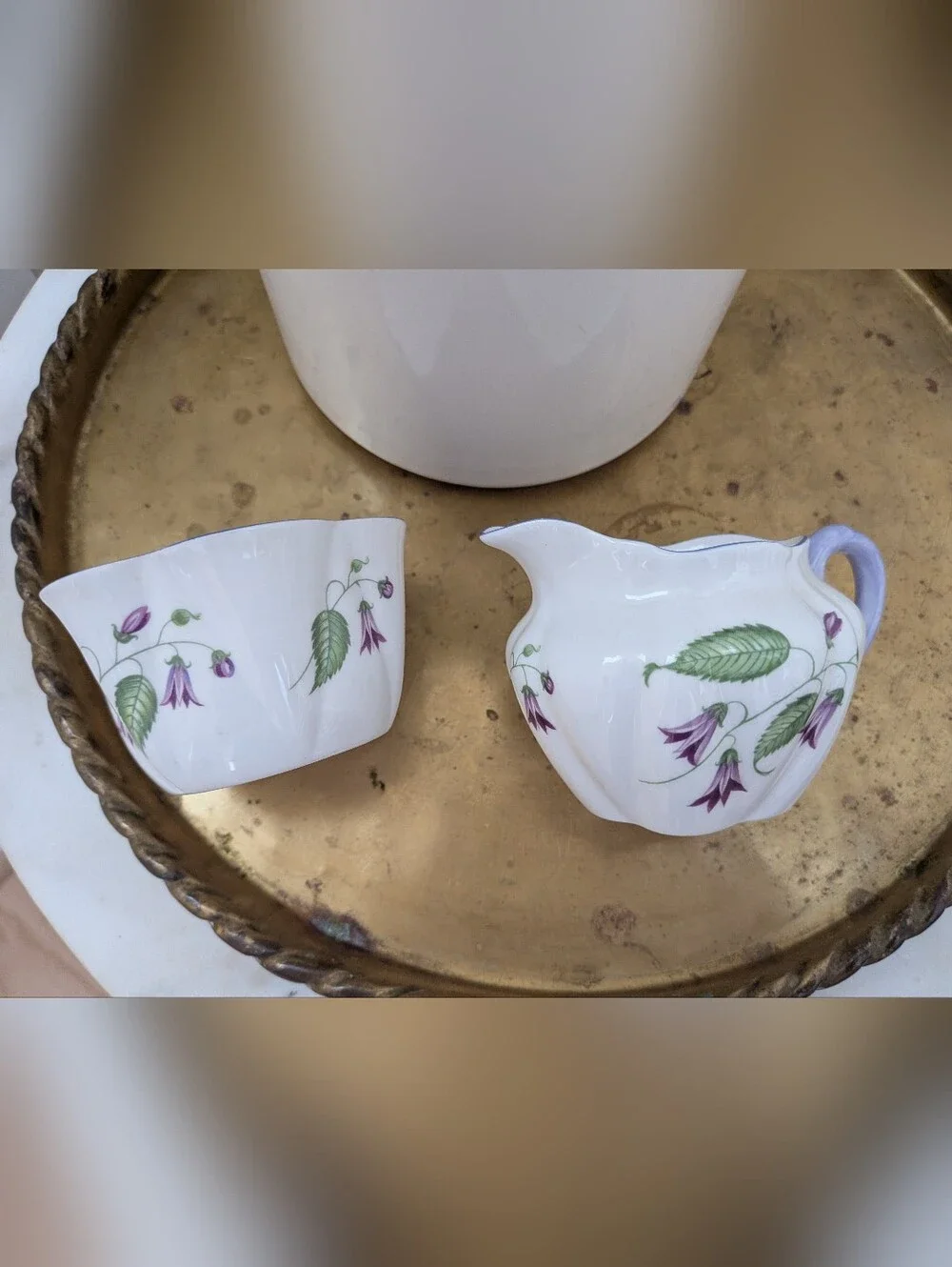 Shelley England Campanula Creamer and Sugar Bowl, England 13886 Bone China